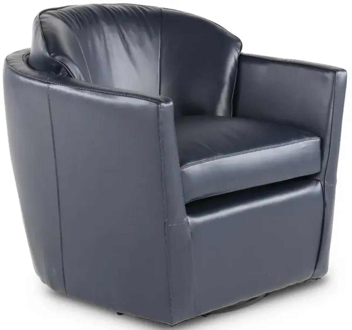 Slate Navy Blue Leather Swivel Accent Chair
