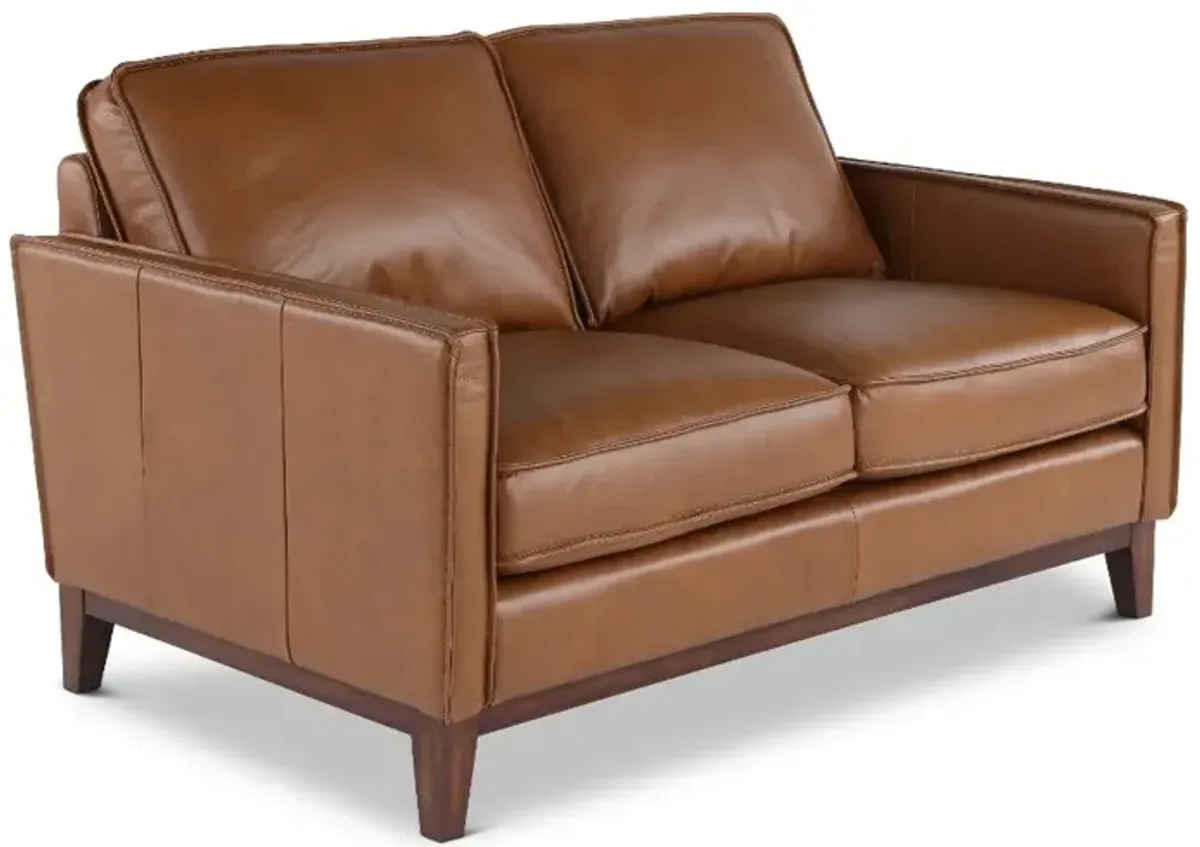 Weston Brown Leather Loveseat