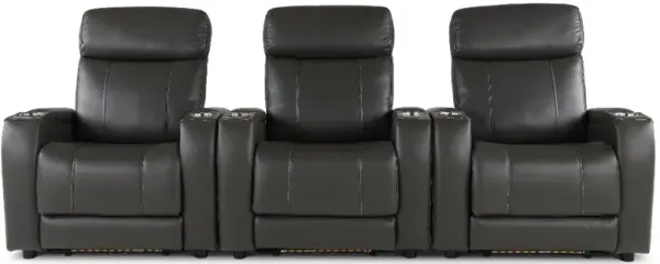 Patriot Charcoal Gray 3-Piece Power Reclining Home Theater Seating with Bluetooth Audio System