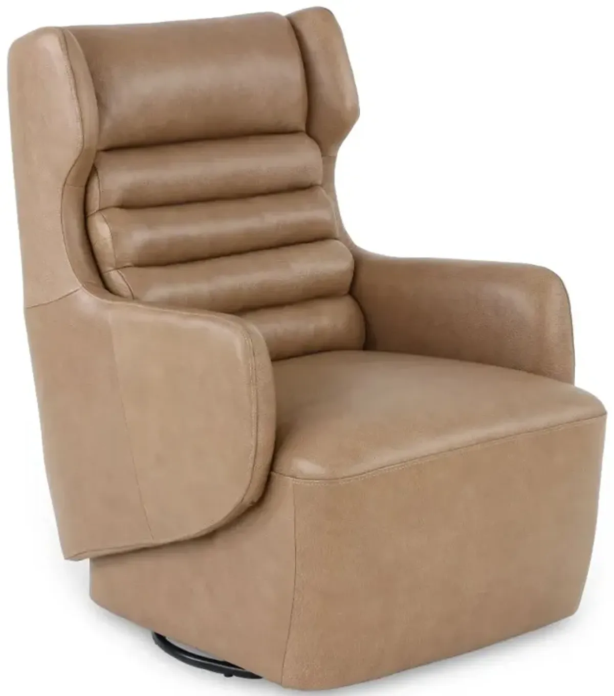 York Sand Leather Swivel Chair
