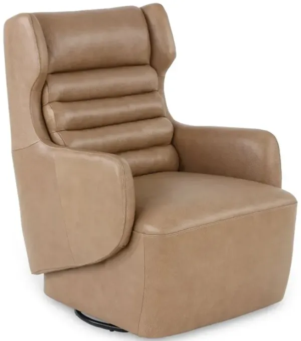 York Sand Leather Swivel Chair