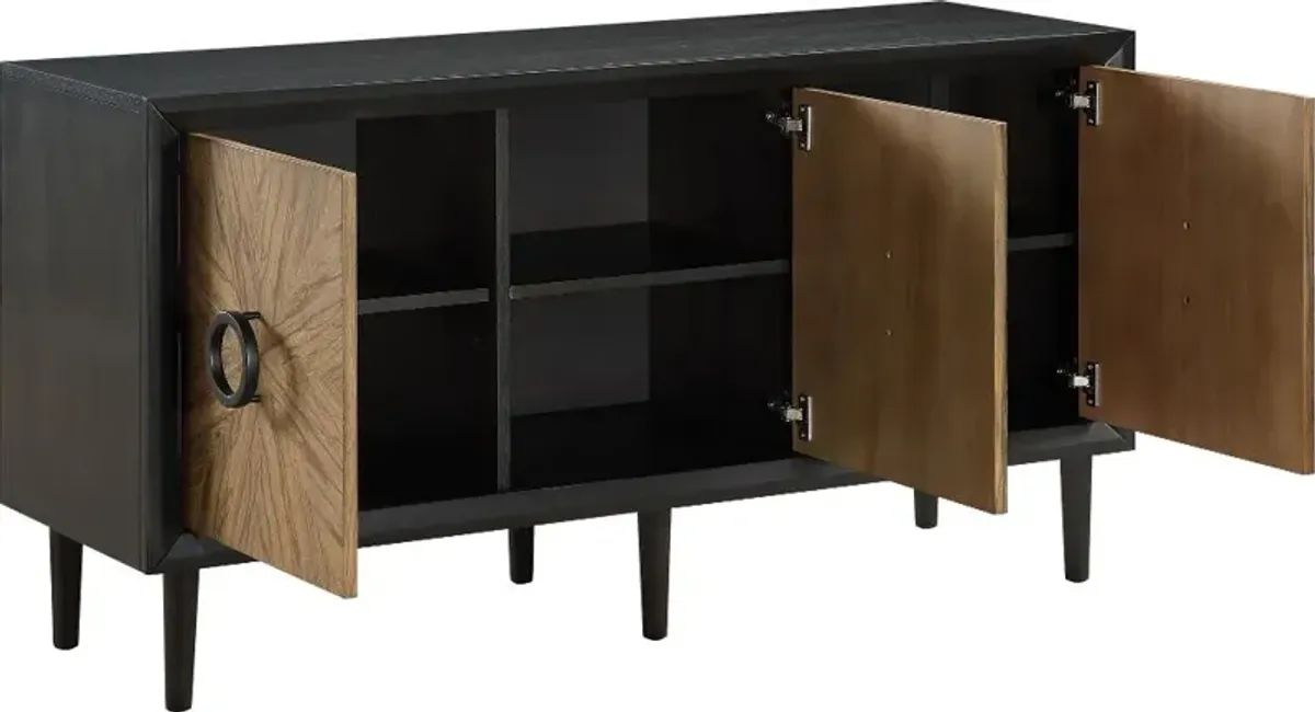 Roatan Natural Pine and Black Dining Server