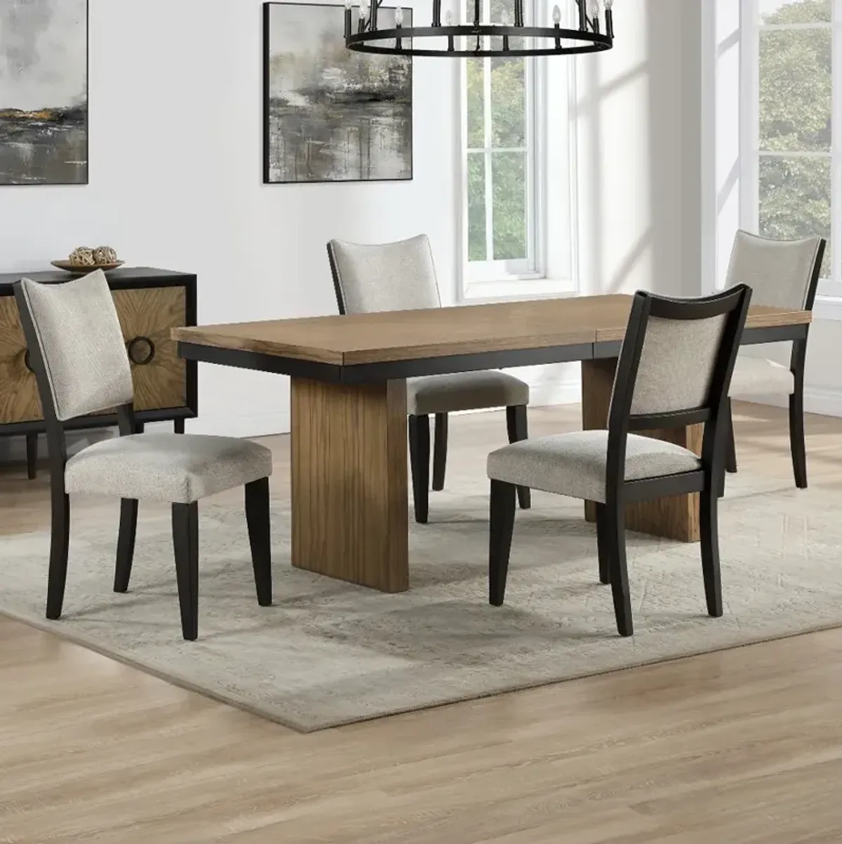 Roatan Natural Pine 5 Piece Dining Set