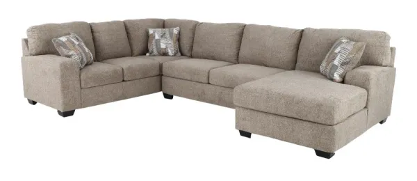 Seyler Lane Hemp Beige 3 Piece Sleeper Sectional with Right-Facing Chaise