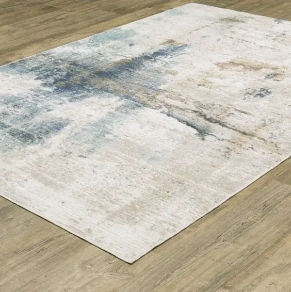 Cavett 5 x 8 Ivory and Blue Area Rug
