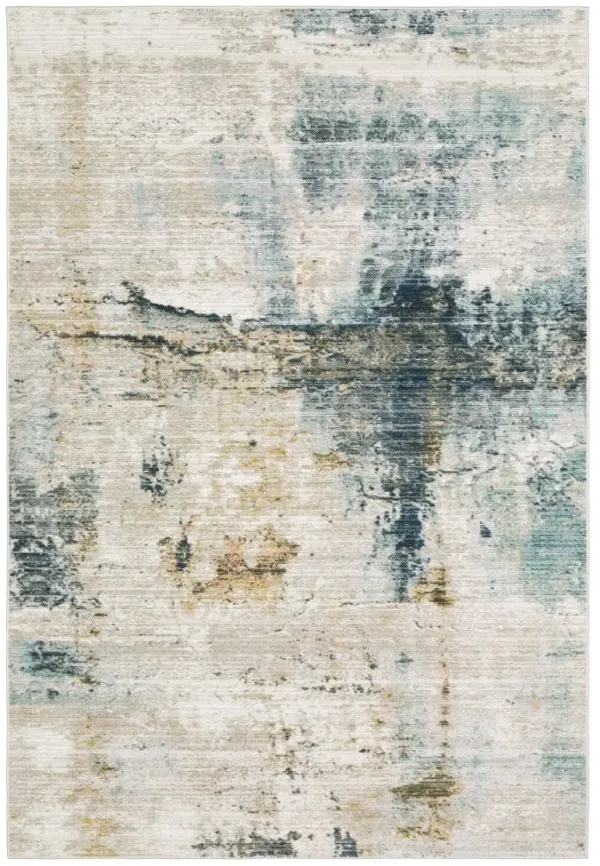 Cavett 8 x 10 Ivory and Blue Area Rug