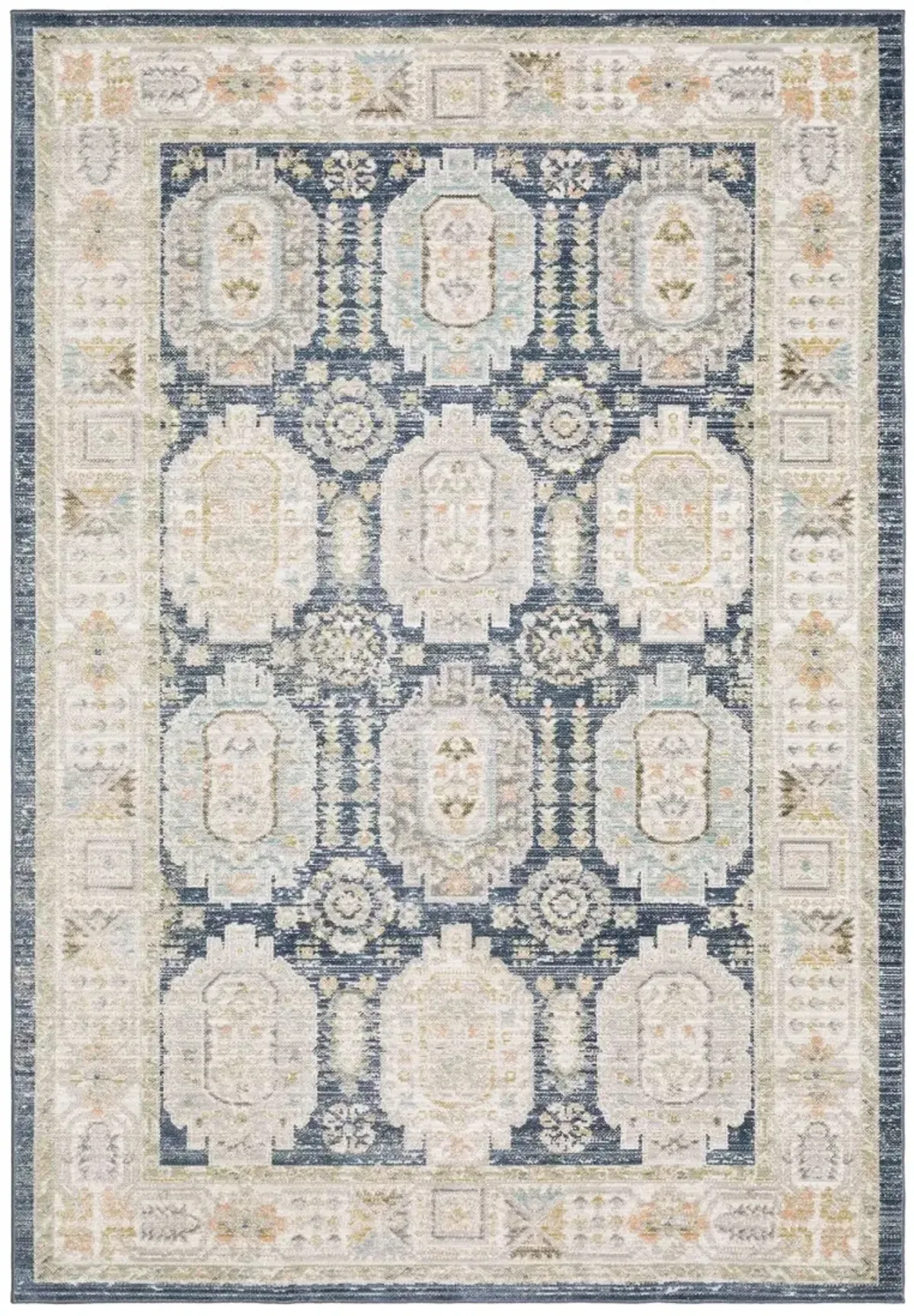 Cavett 5 x 8 Blue and Gold Area Rug