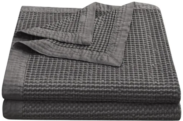 Waffle Gray Full and Queen 3 Piece Coverlet Set