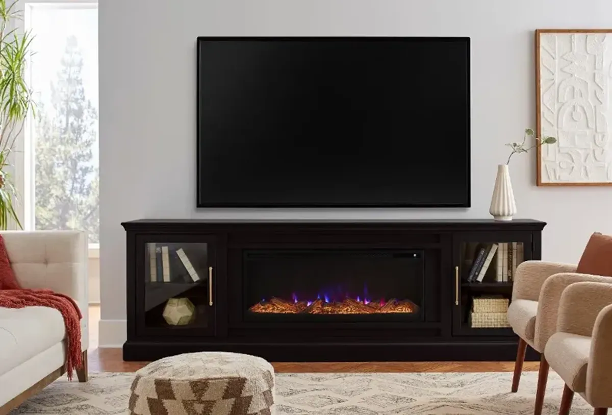 Byron Black Fireplace TV Stand
