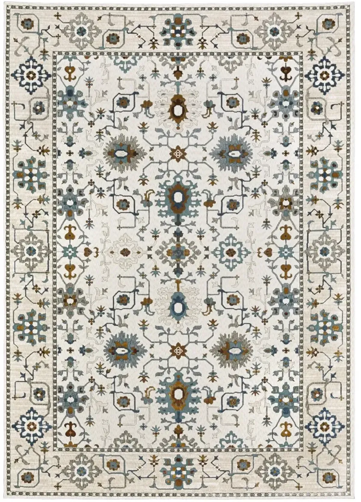 Ellington 5 x 8 Ivory and Blue Area Rug