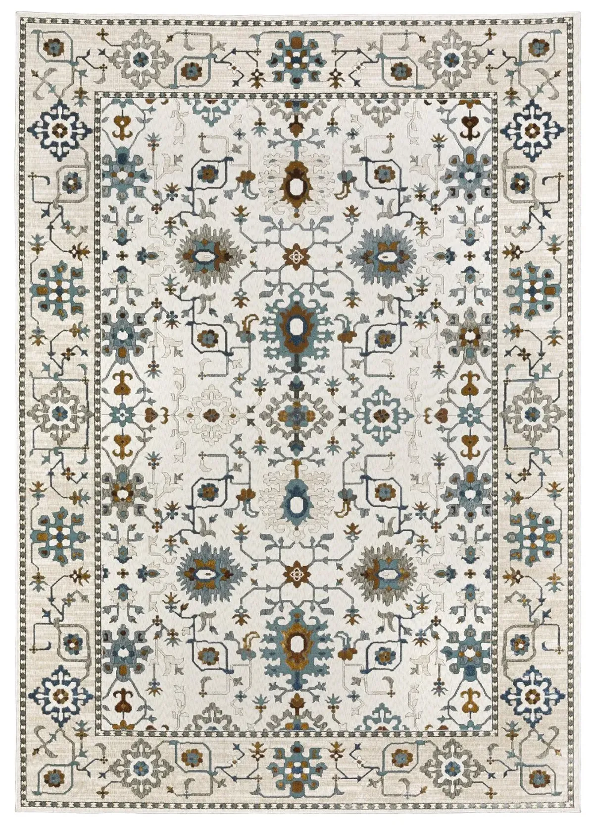 Ellington 8 x 11 Ivory and Blue Area Rug
