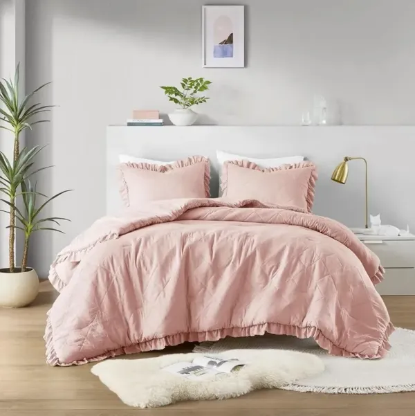 Pink Diamond Full and Queen Comforter 3 Piece Set