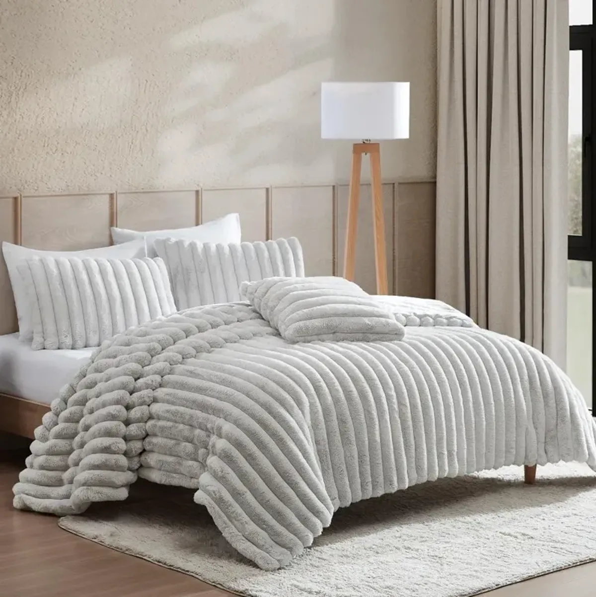 Ethan Gray Full and Queen Comforter 4 Piece Set