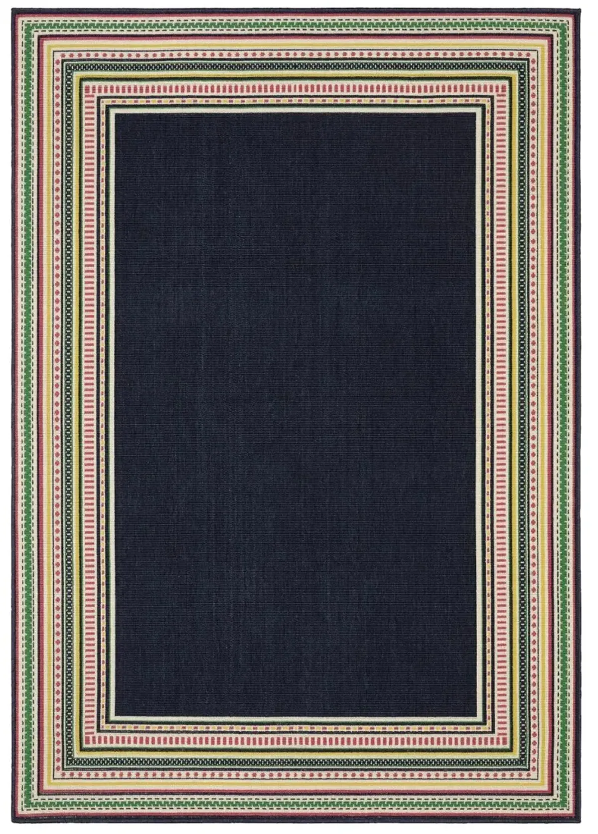 Havana 8 x 10 Navy and Multi Outdoor Area Rug