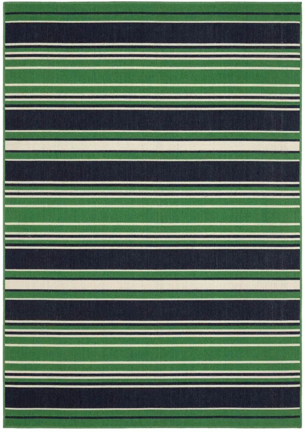 Havana 5 x 8 Striped Green and Navy Outdoor Area Rug