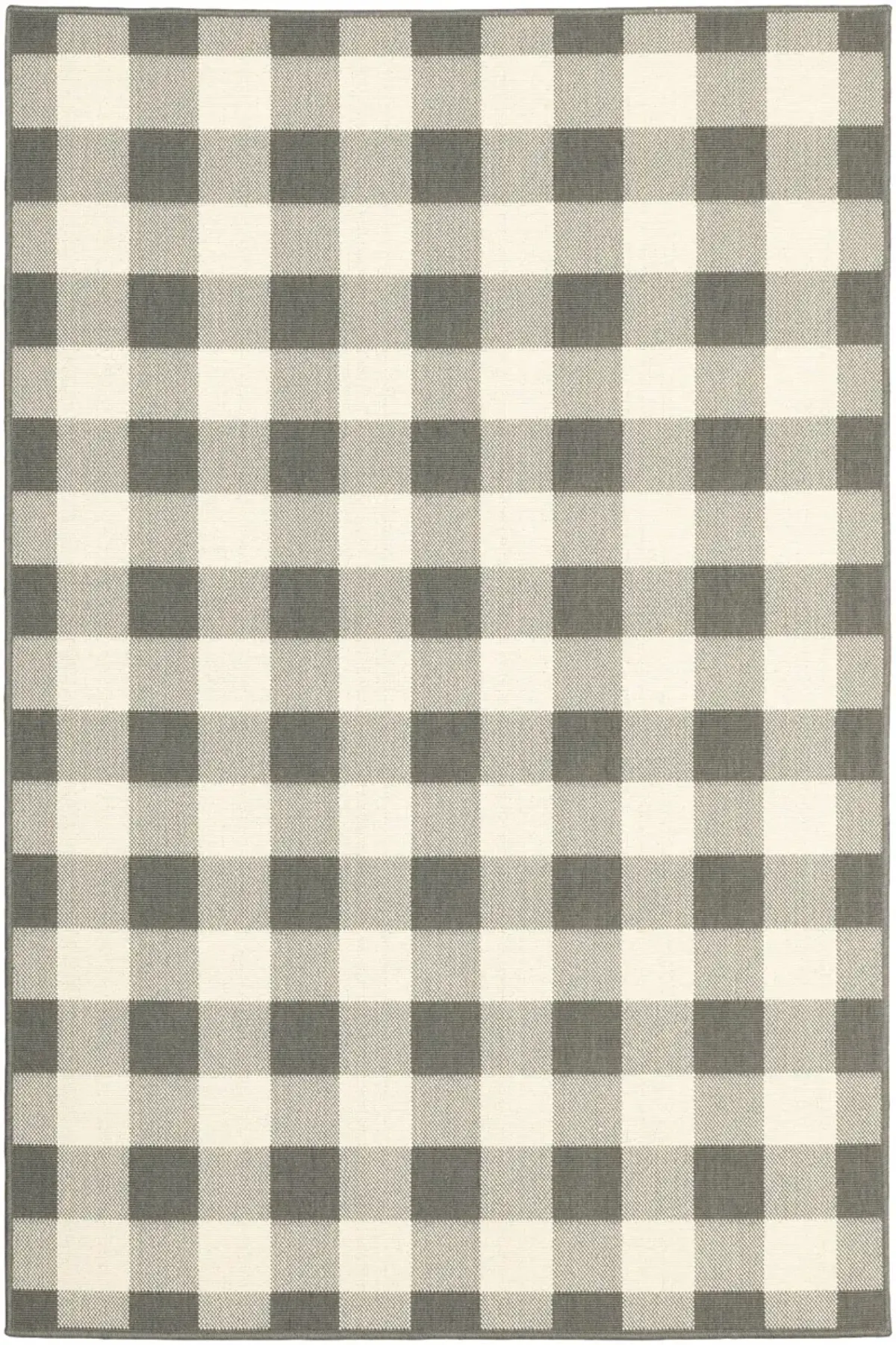 Marina 8 x 11 Gray Gingham Outdoor Area Rug