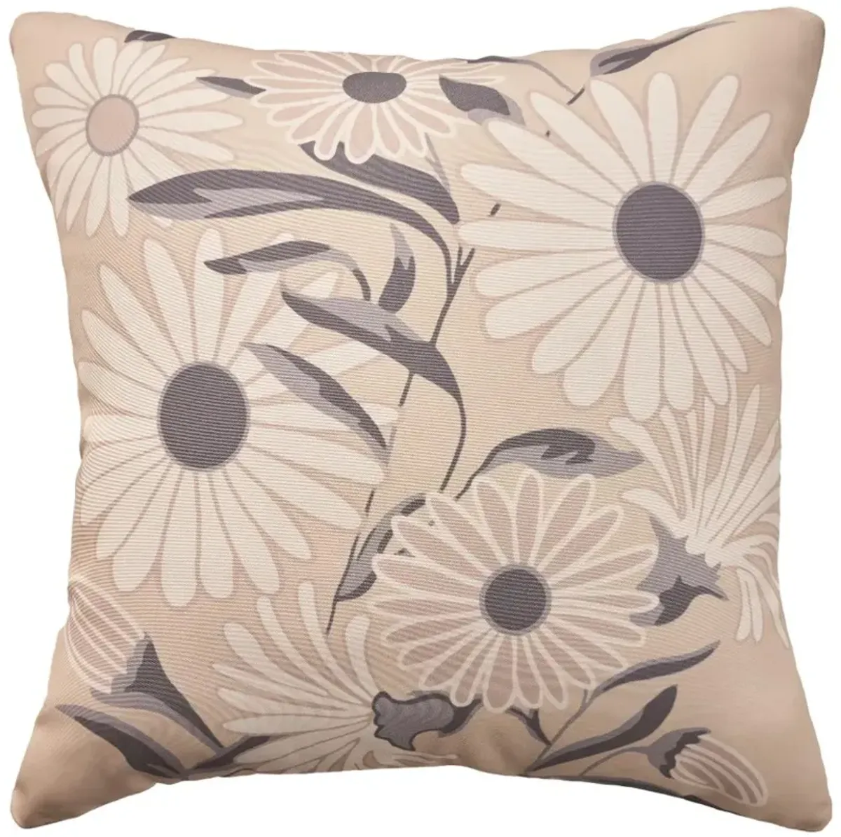 Outdoor Floral Gray and Beige 20" Throw Pillow