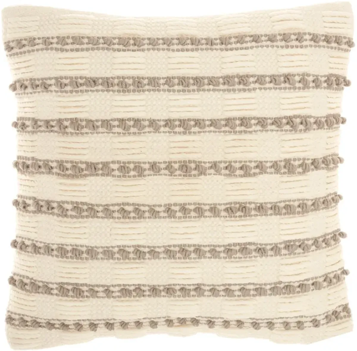 Benji Square Natural Striped Throw Pillow