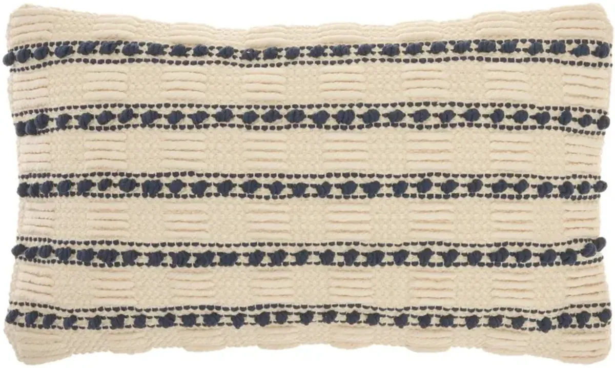 Lori Oblong Navy Stripe Throw Pillow