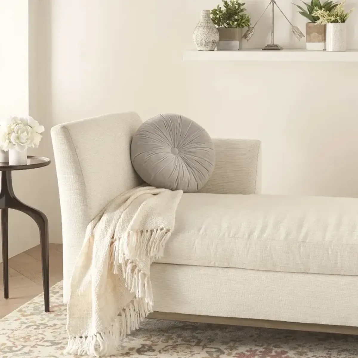 Sofia Round Gray Throw Pillow