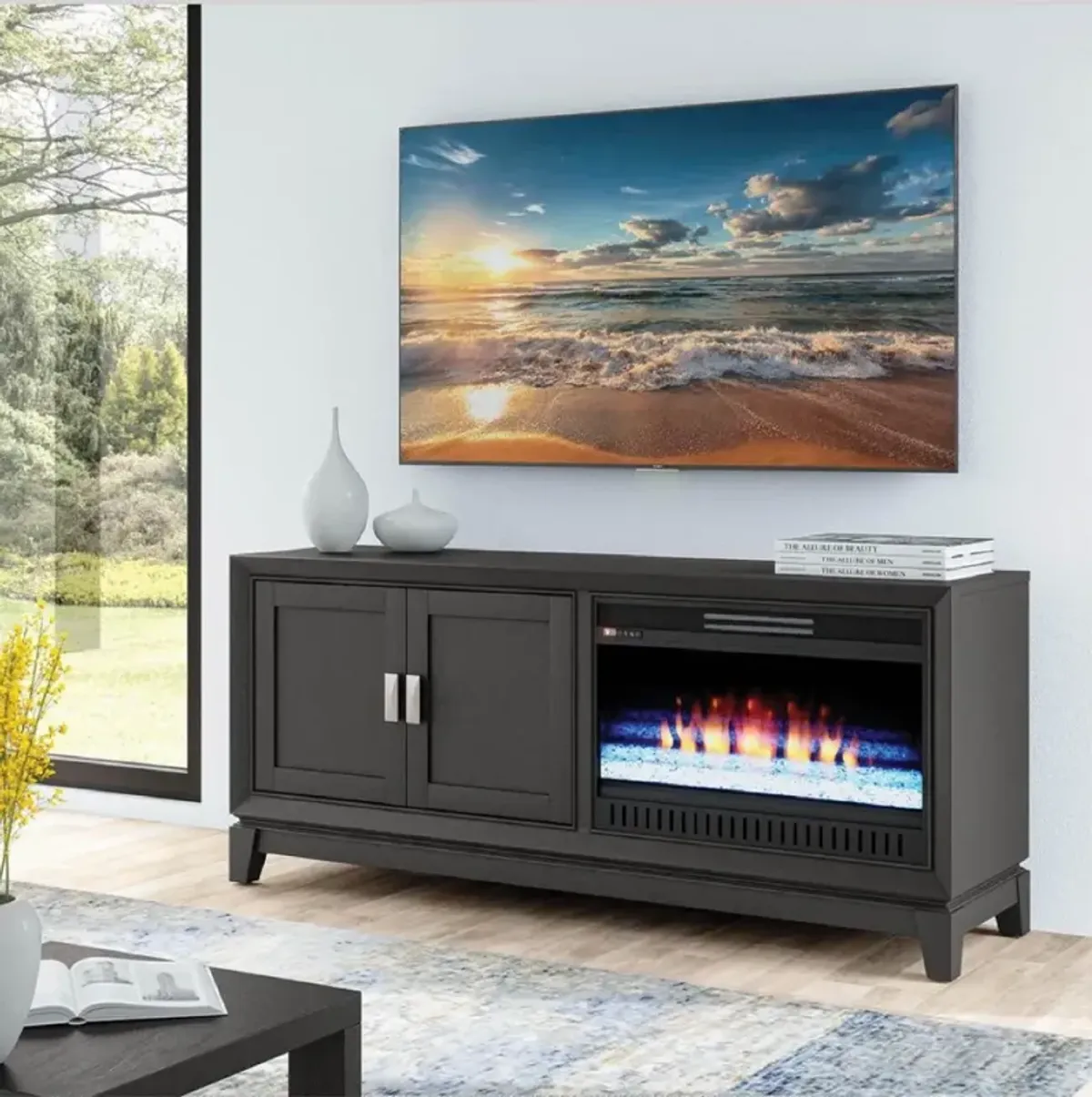 Bayshore Brown Fireplace TV Stand