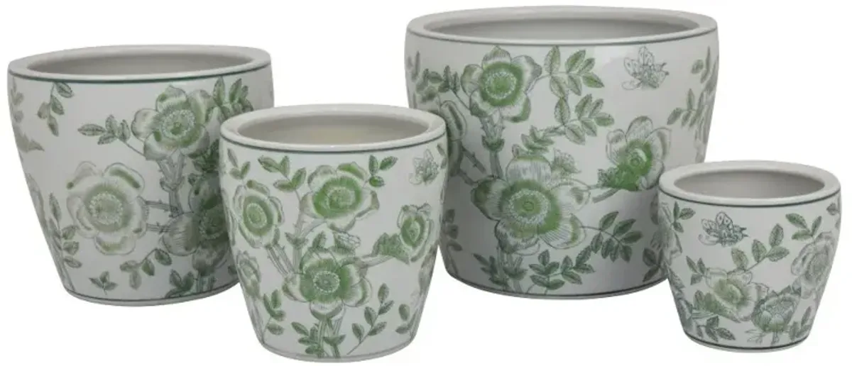 Fauna Small Green and White Planter