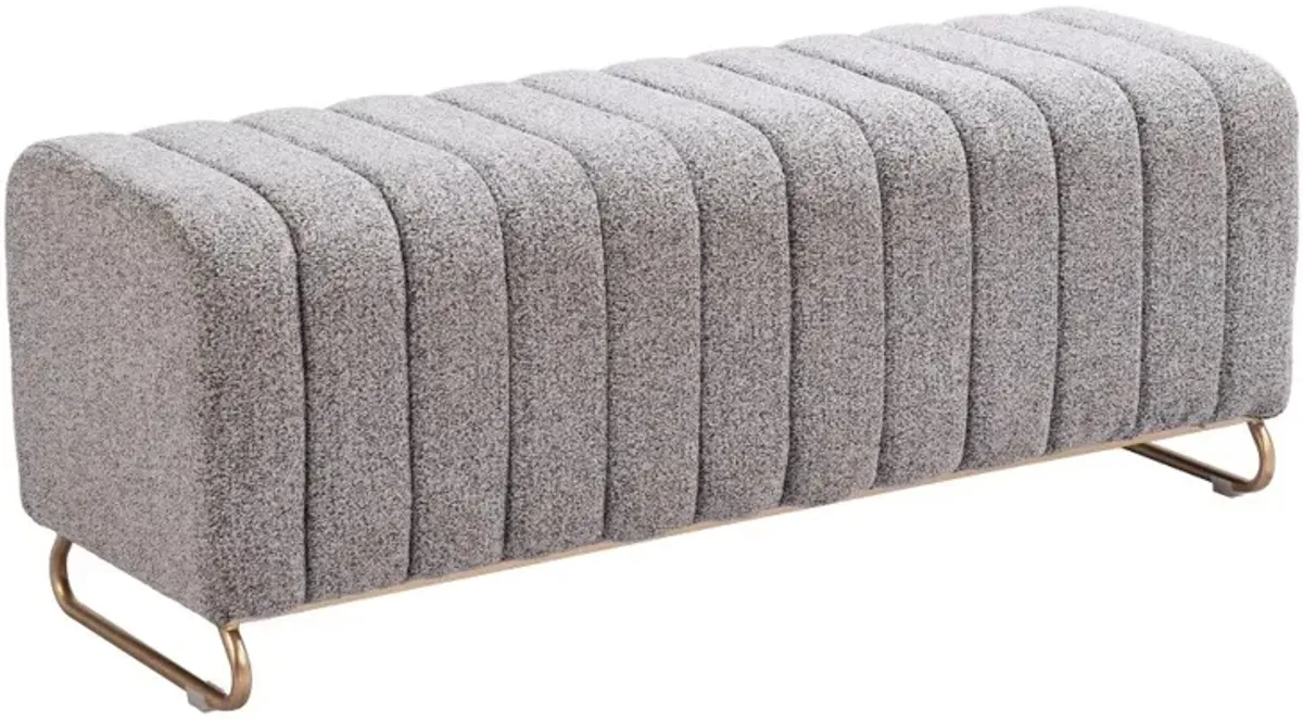 Pendleton Stone Gray Velvet Upholstered Bench