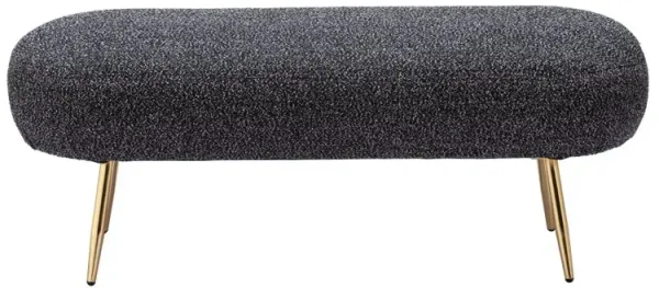 Crescent Glitter Black Upholstered Bench