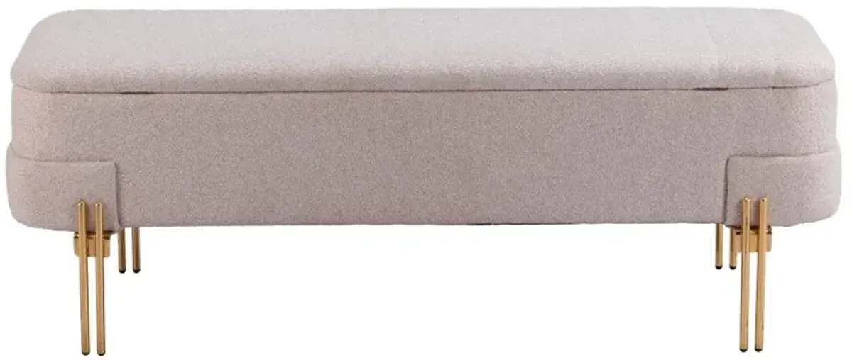Levesque Oatmeal Beige Storage Bench