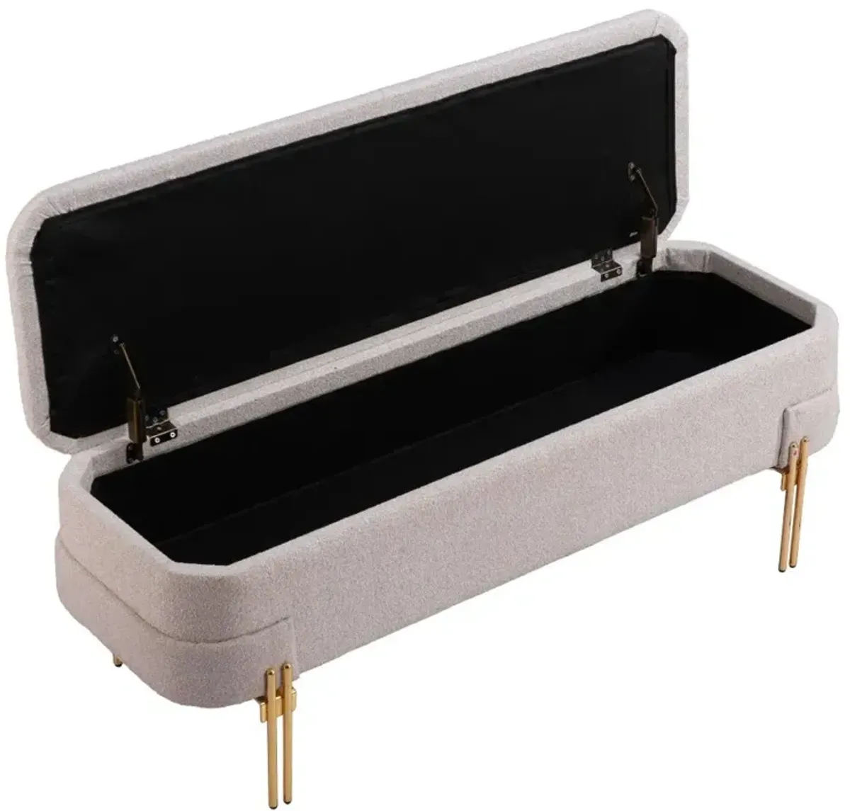 Levesque Oatmeal Beige Storage Bench