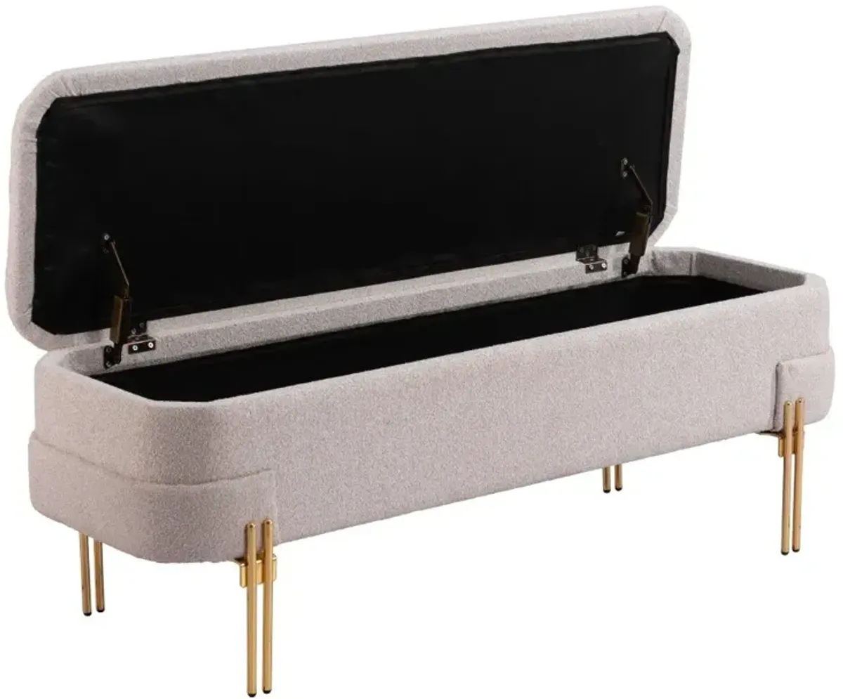 Levesque Oatmeal Beige Storage Bench