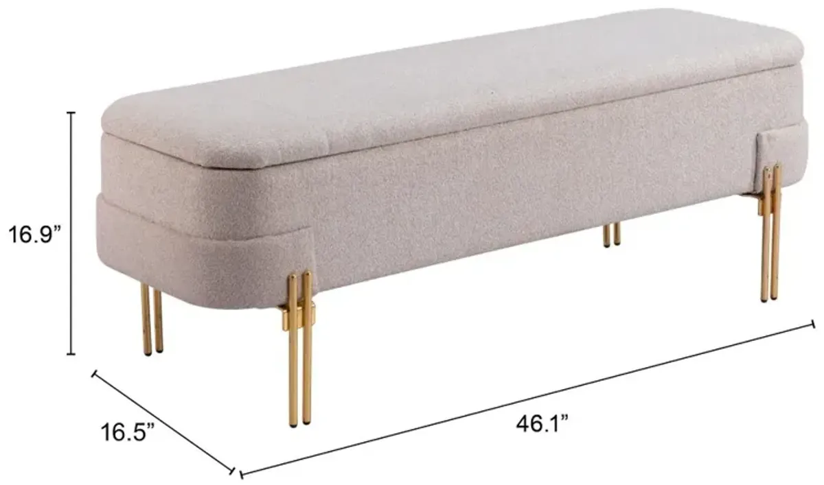 Levesque Oatmeal Beige Storage Bench