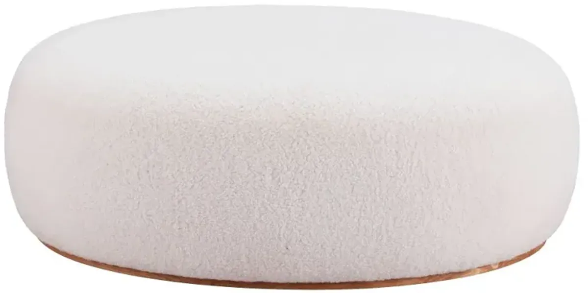 Amara Cream Sherpa Oval Ottoman