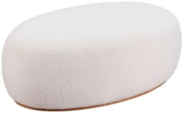 Amara Cream Sherpa Oval Ottoman
