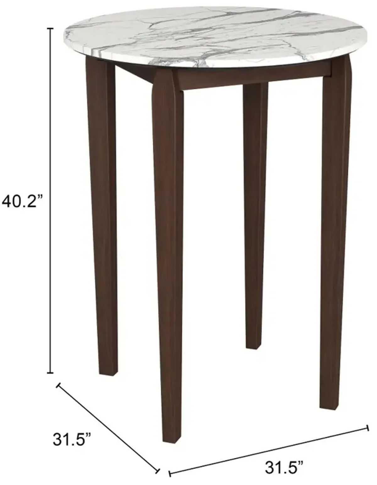 Violet White Faux Marble Bar Table