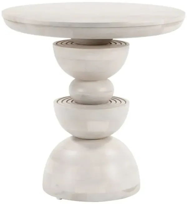 Brenka Whitewashed Round Accent Table