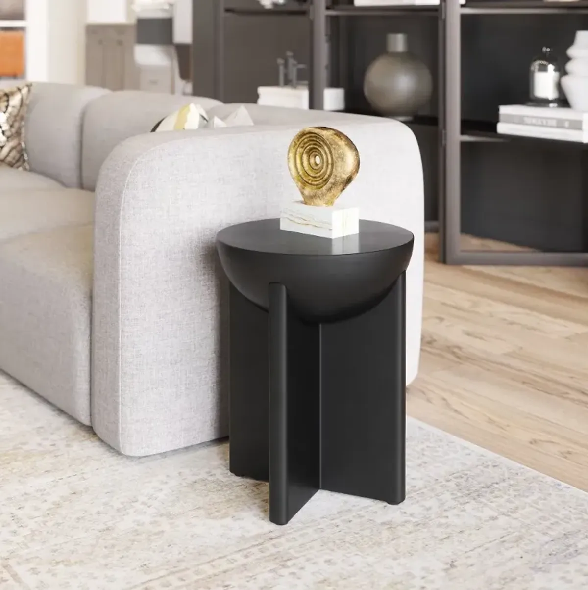 Tulsa Black Round Side Table