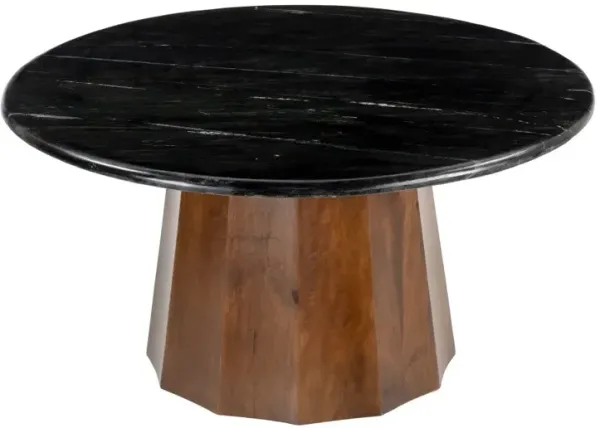 Alpine Black and Brown Round Coffee Table