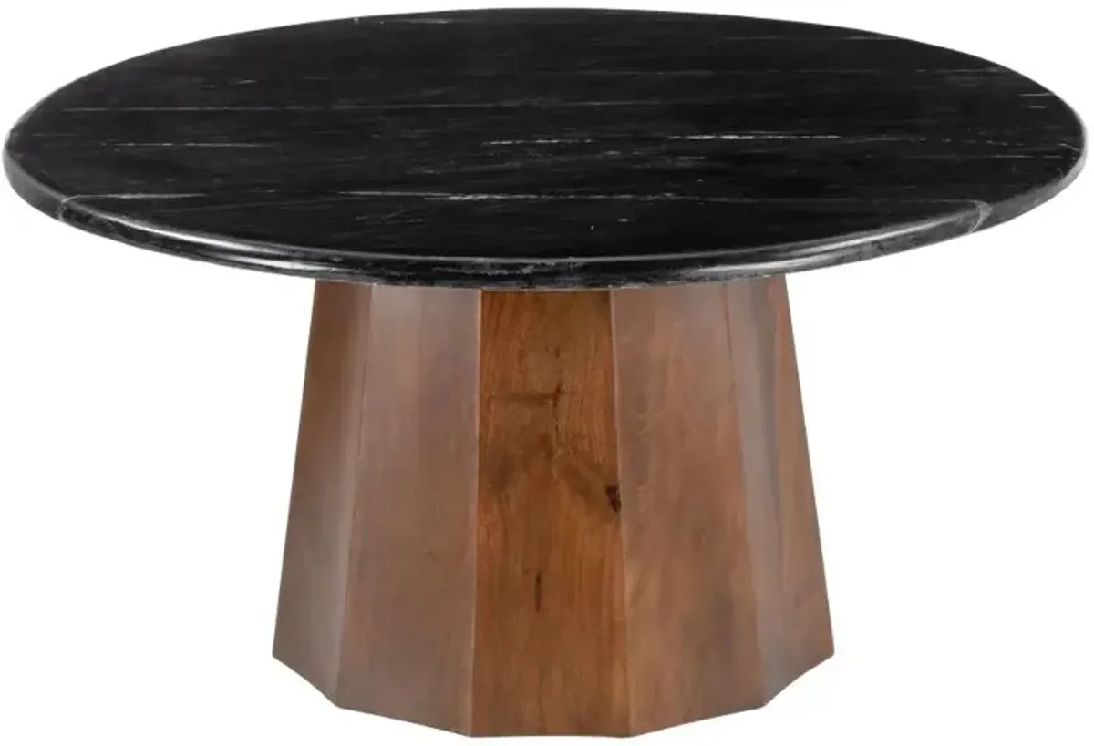 Alpine Black and Brown Round Coffee Table