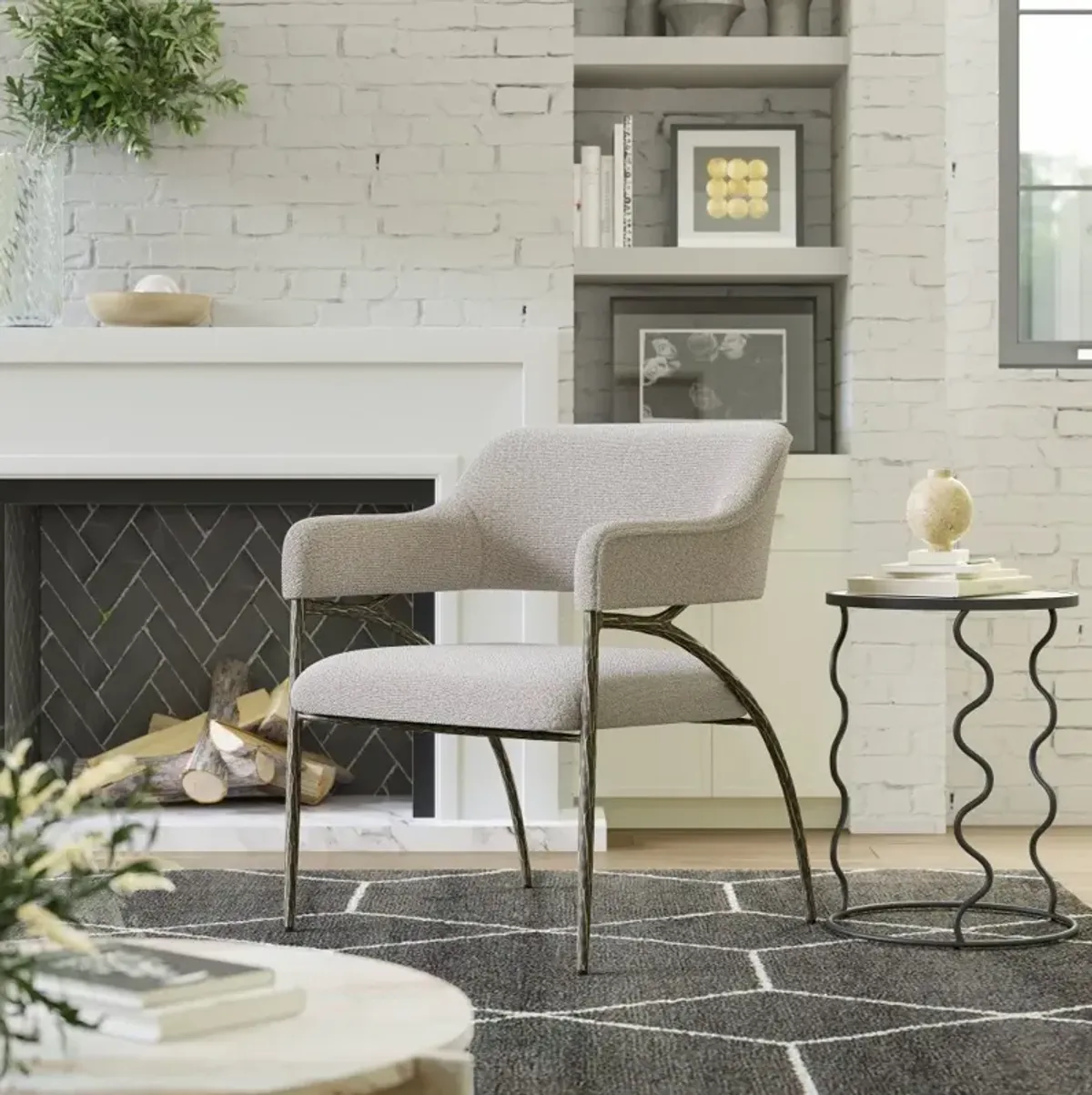 Vestal Gray Boucle Accent Chair