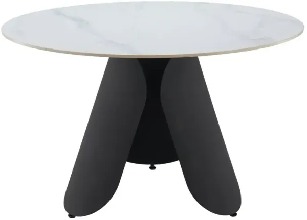 Talon White Marble Round Dining Table