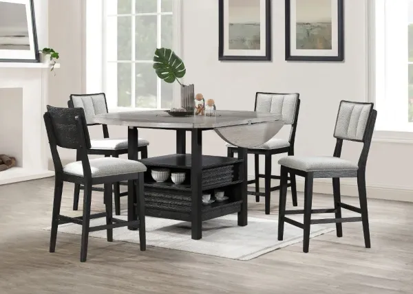 Cline Two-Tone Gray Counter Height 5 Piece Dining Set