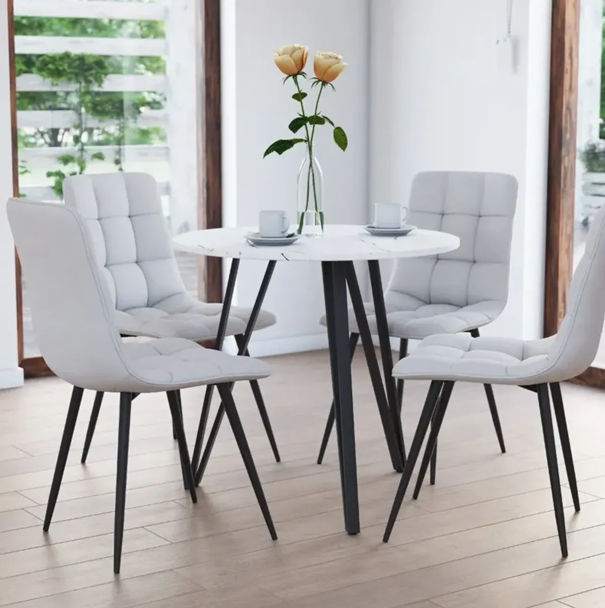 Lennox White Marble Iron Leg Dining Table
