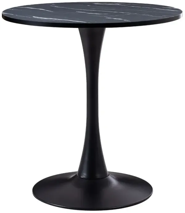 Ivo Black Marble 28" Round Bistro Table