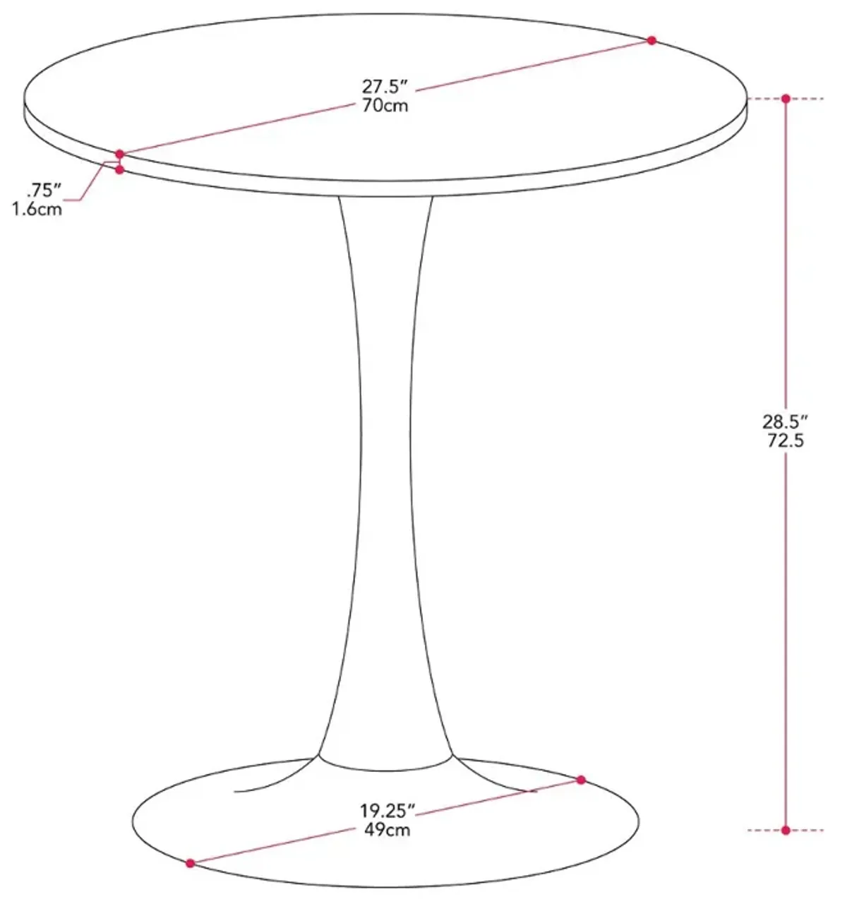 Ivo Brown Wood 28" Round Bistro Table