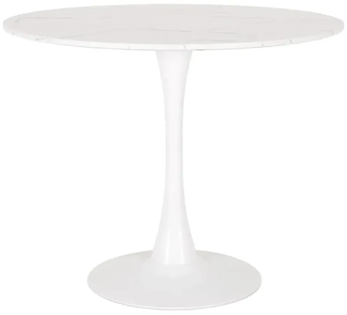 Ivo White Marble 35" Round Bistro Table with White Base