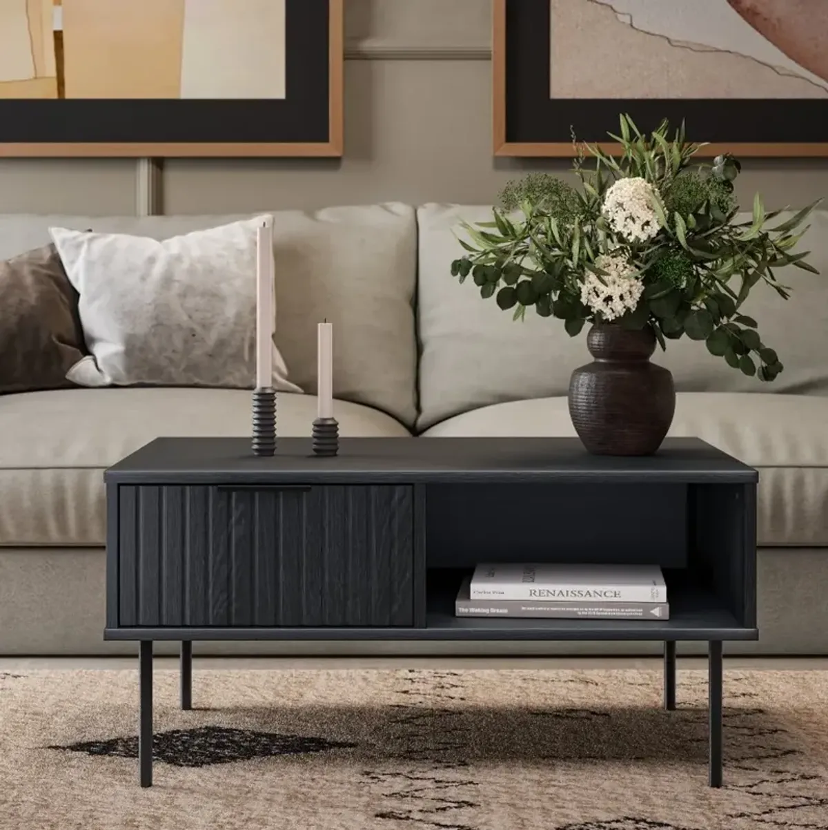 Lysander Black Fluted Coffee Table