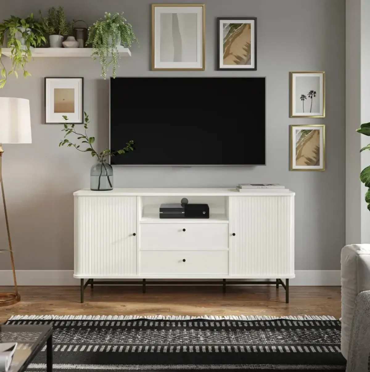 Hikari White Curved Sideboard Buffet