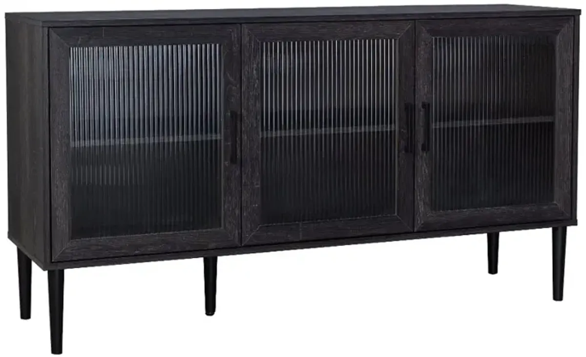 Ethan Dark Gray Fluted Glass Sideboard