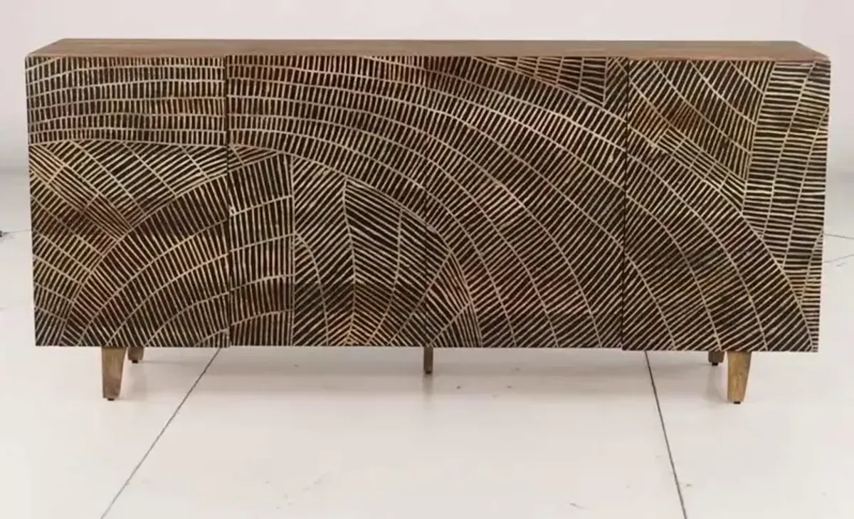 Zambia Light Brown and Black 4-Door Sideboard